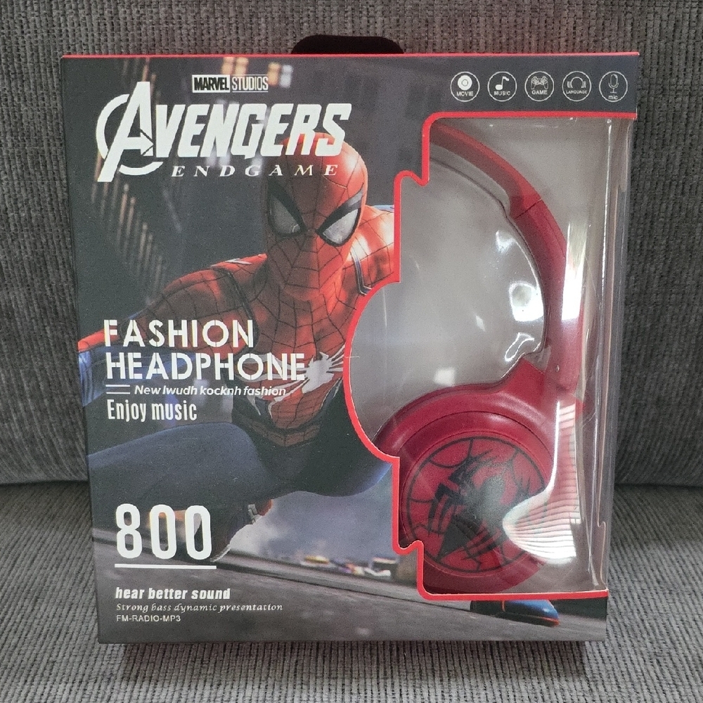Avengers Endgame Spider-Man Fashion Headphones, FM Radio MP3, New